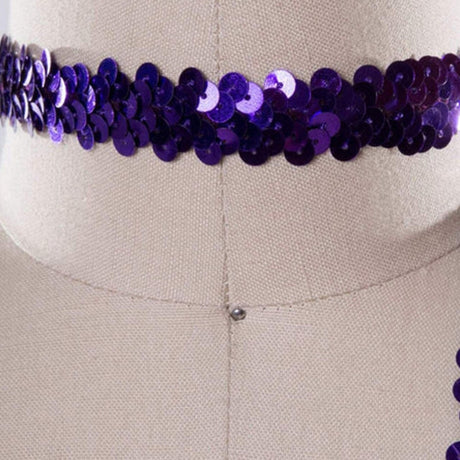 1 Yard Elastic Sequin Trim Purple Sequin Sash Trim 3/4"