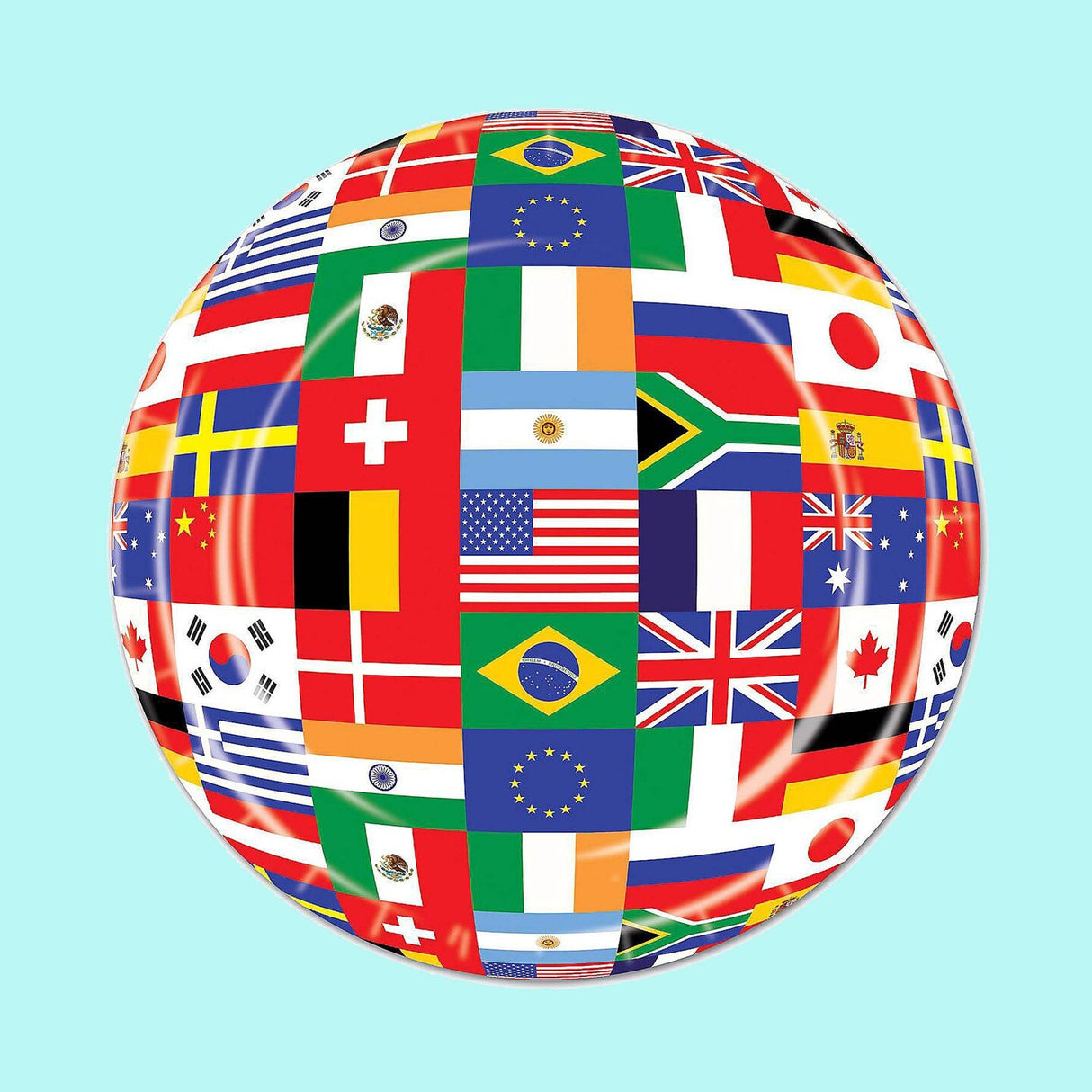 9" International Flag Party Plates Set 12 Count Disposable World Themed Dinnerware