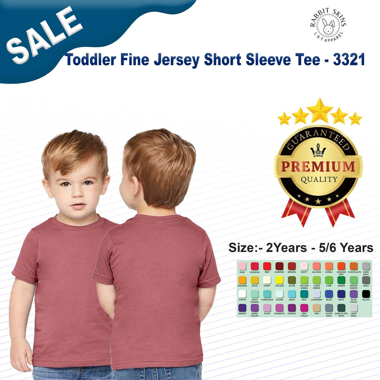 RADYAN® Toddler Fine Jersey Short Sleeve Tee - 3321