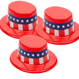 9 1/2" x 11 1/2" Patriotic Red, White & Blue Plastic Top Hats 12 Pieces