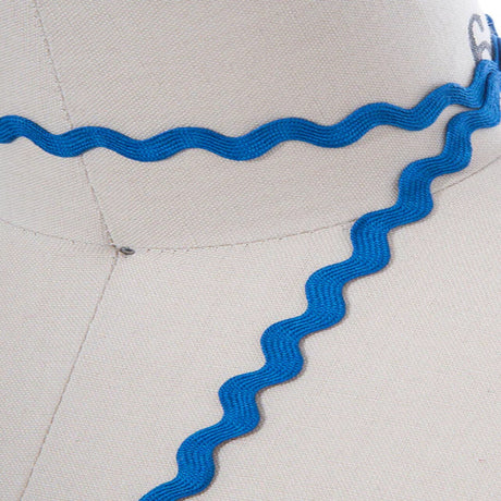 3 Yards True Blue Ric Rac Ribbon Trim Rigid Zigzag Tape on Wooden Spool
