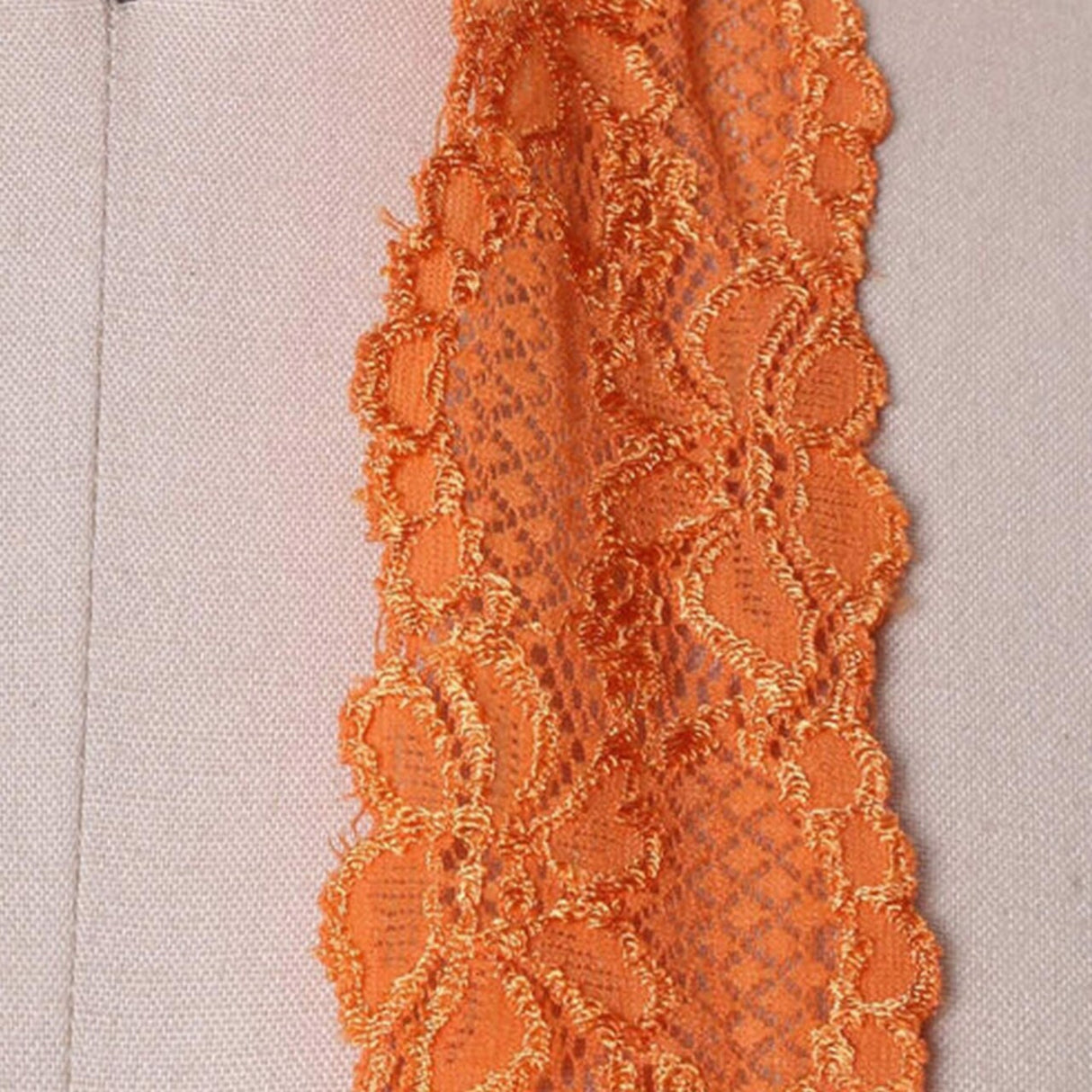 2 Yards Monarch Orange Wide Stretch Lace Trim 2.5" Floral Elastic for Sewing, Lingerie & DIY Crafts