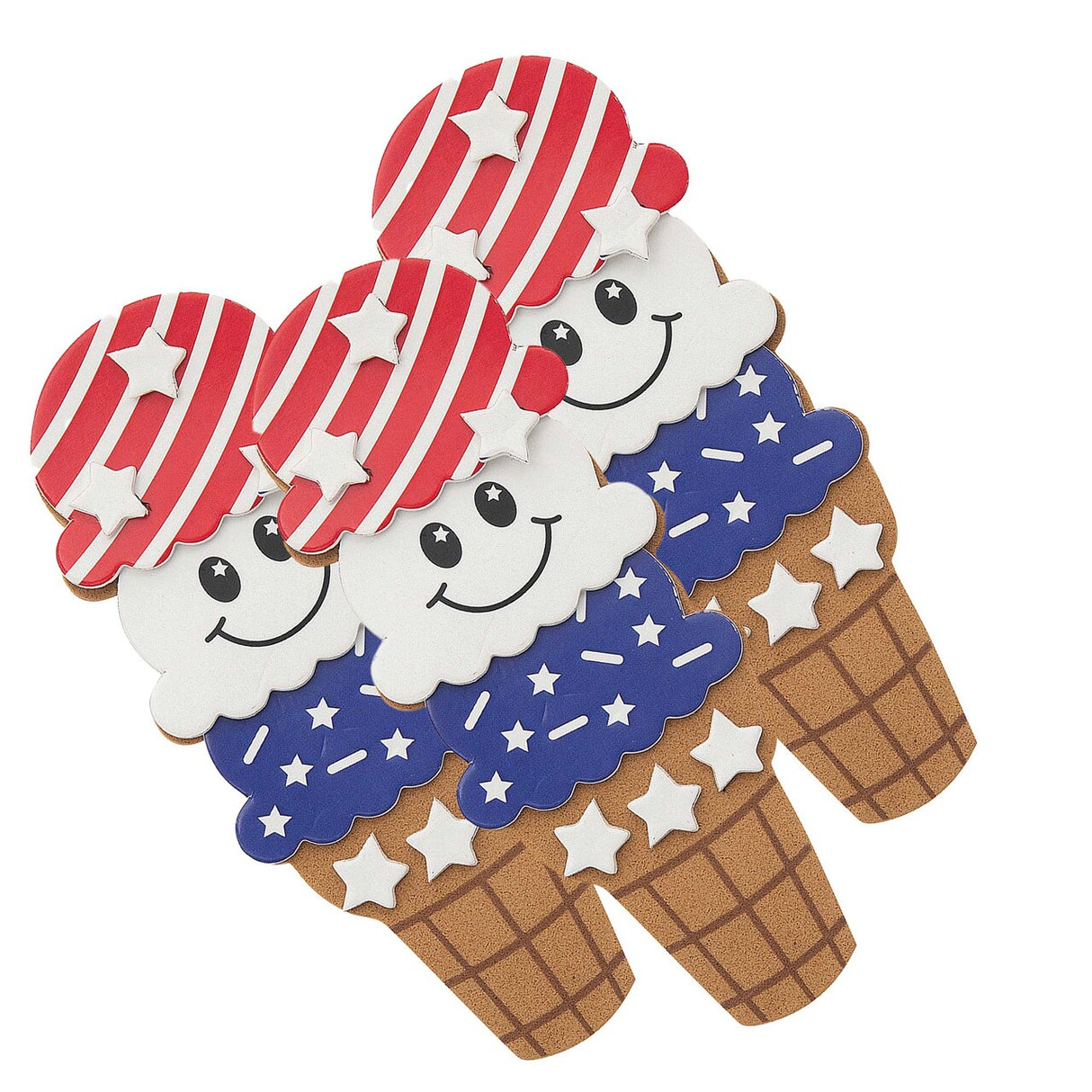 1 3/4" x 4 1/2" Patriotic Ice Cream Cone Magnet Craft Kit Makes 12