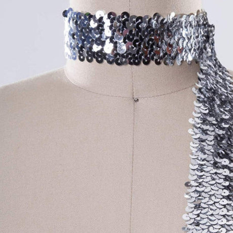1 Yard 1.5" Stylish Silver Stretch Sequin Trim