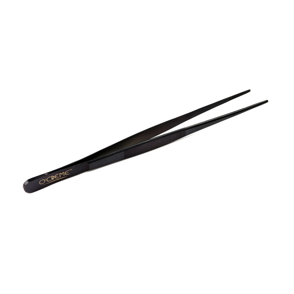 O'Creme Black Stainless Steel Straight Tip Tweezers, 10"