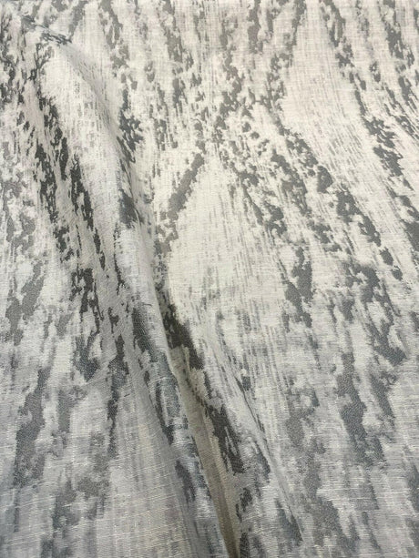 Baylis Rain Silver Jacquard Fabric - Silver Modern Woven Design, 54" Width (1 Yard)