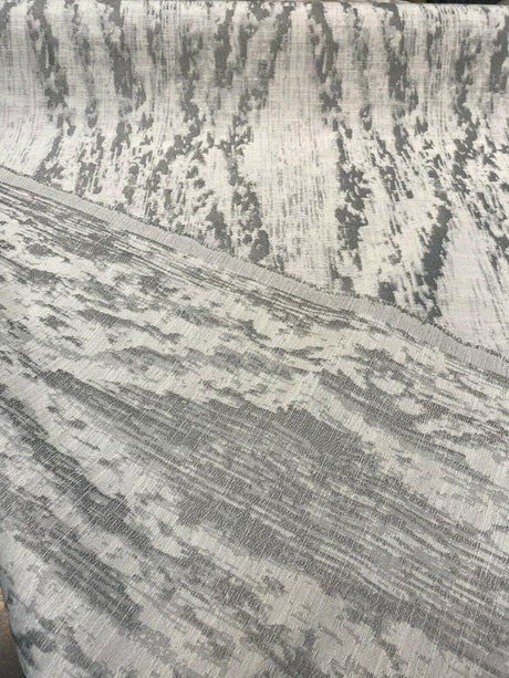 Baylis Rain Silver Jacquard Fabric - Silver Modern Woven Design, 54" Width (1 Yard)