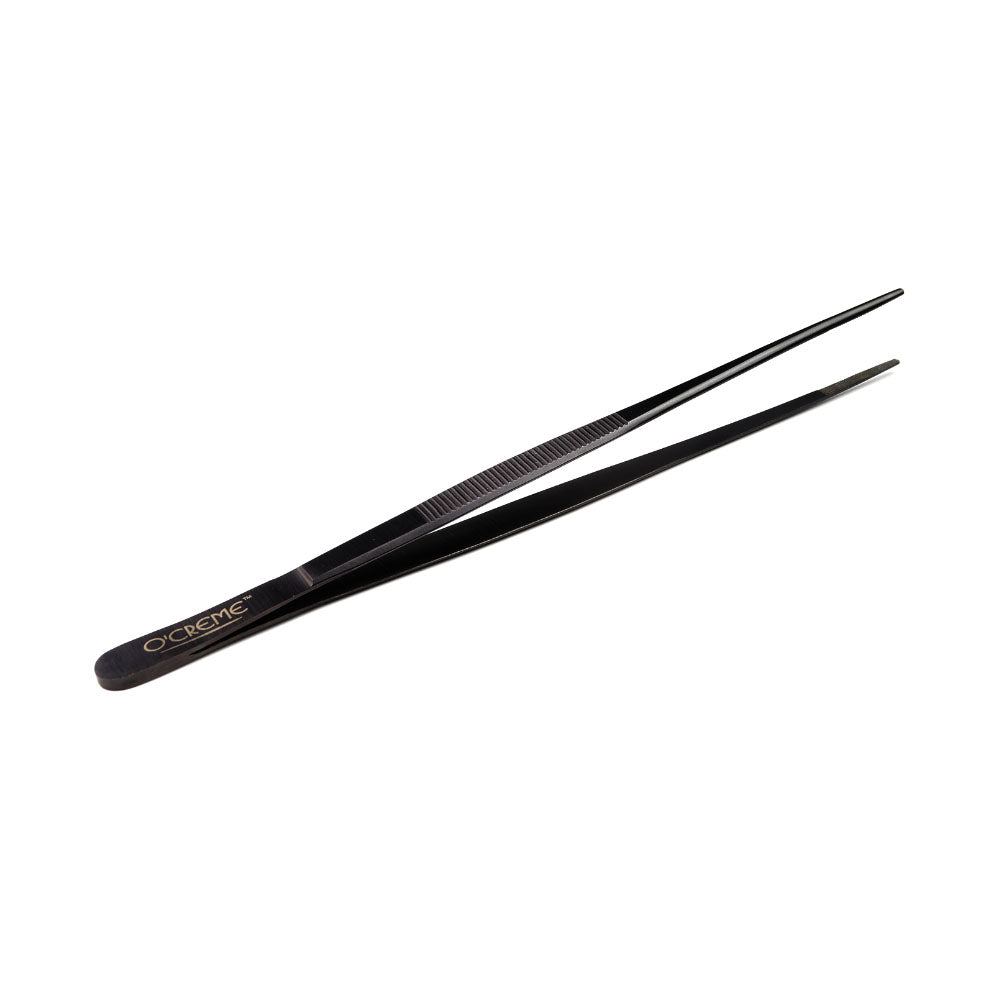 O'Creme Black Stainless Steel Straight Tip Tweezers, 10"