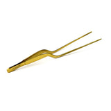 O'Creme Gold Stainless Steel Fine Tip Offset Tweezers, 8"