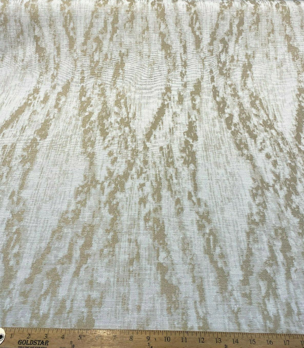 Baylis Rain Gold Jacquard Fabric - Gold Modern Woven Design, 54" Width (1 Yard)
