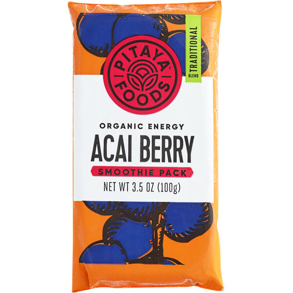 Pitaya Foods Organic Acai and Guarana Smoothie Pack 3.5 oz. - 60/Case