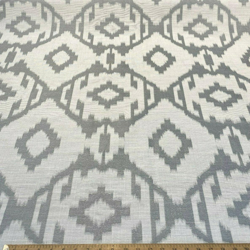 Baylis Aztec Silver Jacquard Fabric - Silver Aztec Pattern, 54" Width (1 Yard)