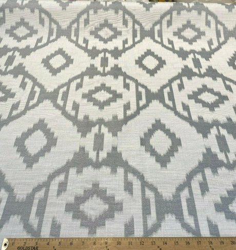 Baylis Aztec Silver Jacquard Fabric - Silver Aztec Pattern, 54" Width (1 Yard)
