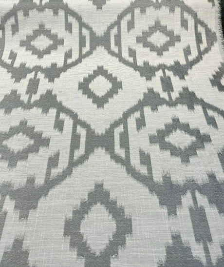 Baylis Aztec Silver Jacquard Fabric - Silver Aztec Pattern, 54" Width (1 Yard)