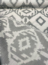 Baylis Aztec Silver Jacquard Fabric - Silver Aztec Pattern, 54" Width (1 Yard)