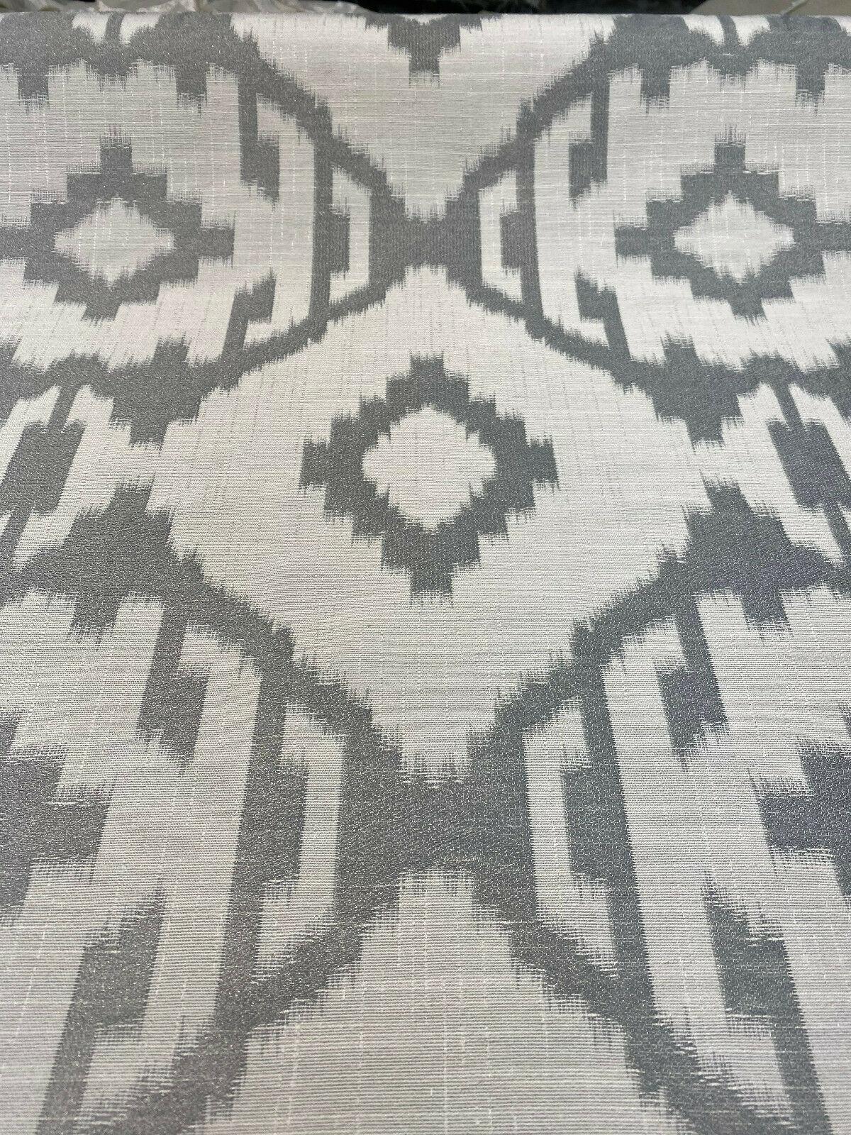 Baylis Aztec Silver Jacquard Fabric - Silver Aztec Pattern, 54" Width (1 Yard)