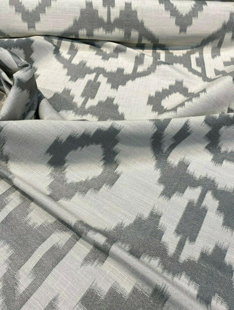 Baylis Aztec Silver Jacquard Fabric - Silver Aztec Pattern, 54" Width (1 Yard)
