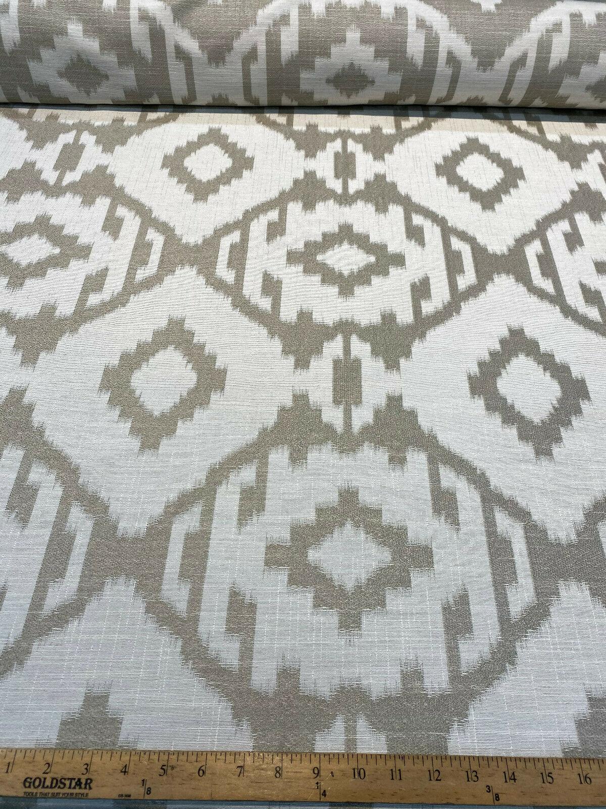 Baylis Aztec Taupe Jacquard Fabric - Taupe Aztec Pattern, 54" Width (1 Yard)