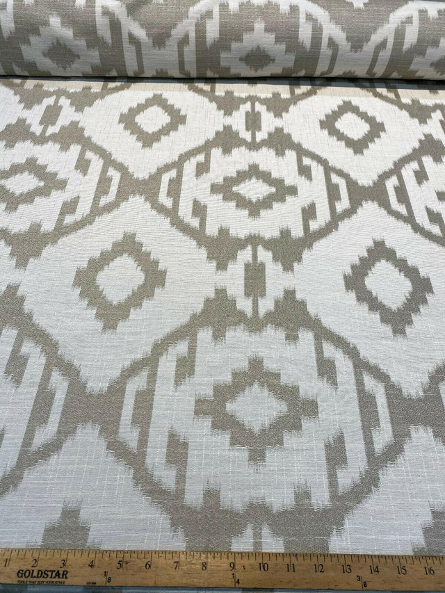 Baylis Aztec Taupe Jacquard Fabric - Taupe Aztec Pattern, 54" Width (1 Yard)