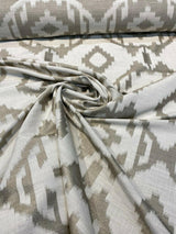 Baylis Aztec Taupe Jacquard Fabric - Taupe Aztec Pattern, 54" Width (1 Yard)