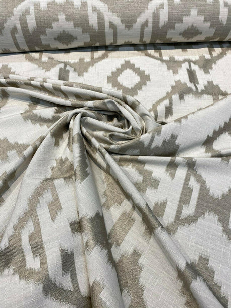 Baylis Aztec Taupe Jacquard Fabric - Taupe Aztec Pattern, 54" Width (1 Yard)
