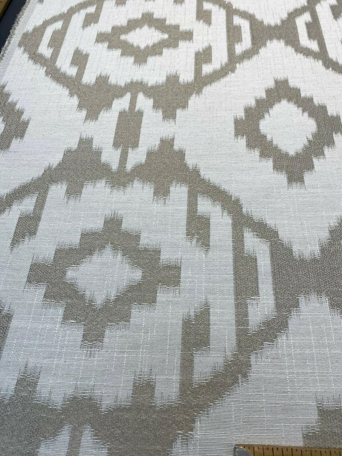 Baylis Aztec Taupe Jacquard Fabric - Taupe Aztec Pattern, 54" Width (1 Yard)