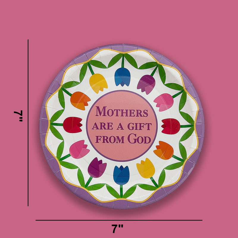 8 Count Mother’s Day Mothers Are a Gift From God Paper Dessert Plates 7"