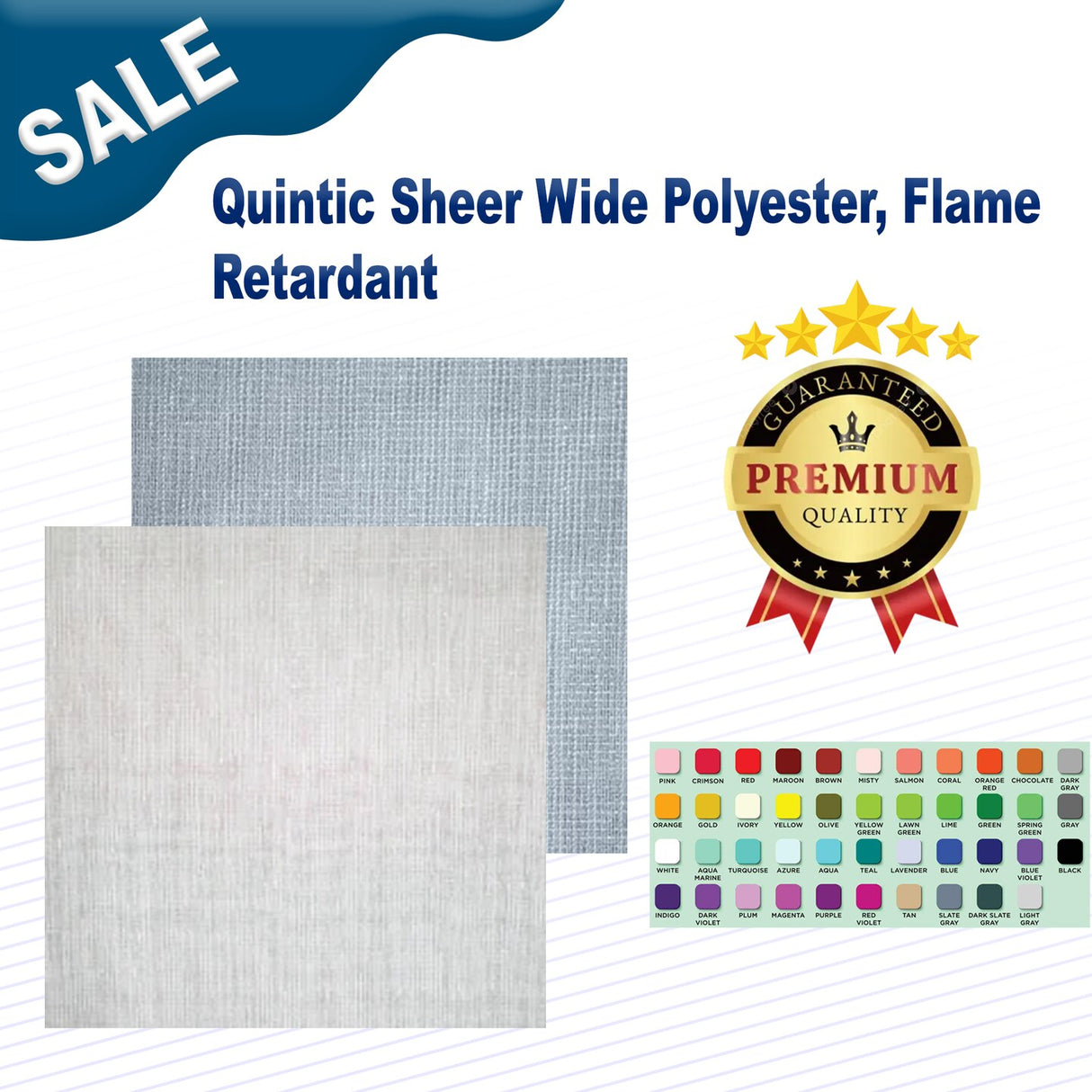 1 Yard Quintic Sheer Wide Polyester Flame Retardant