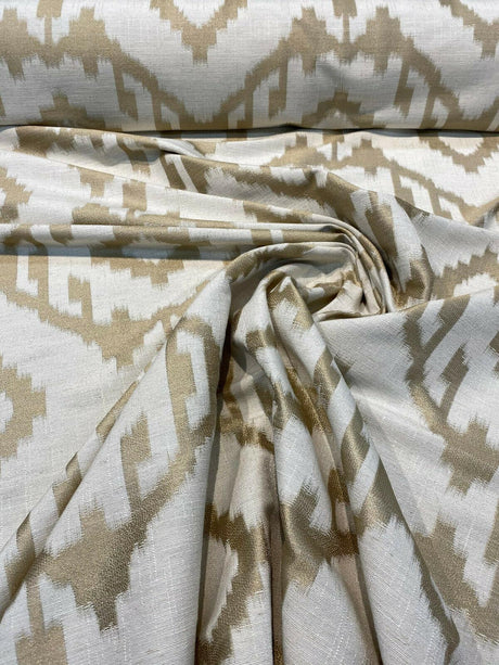 Baylis Aztec Gold Jacquard Fabric - Gold Aztec Pattern, 54" Width (1 Yard)
