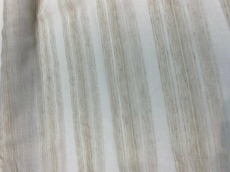 P Kaufmann Linen Beige Heaven Sheer Stripe Sheer Fabric - White, Beige, Light Brown Stripes, 113" Width (By The Yard)