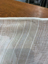 P Kaufmann Linen Beige Heaven Sheer Stripe Sheer Fabric - White, Beige, Light Brown Stripes, 113" Width (By The Yard)