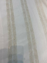P Kaufmann Linen Beige Heaven Sheer Stripe Sheer Fabric - White, Beige, Light Brown Stripes, 113" Width (By The Yard)