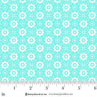 Cotton Jubilee Blue Monotone Flower Fabric 44/45