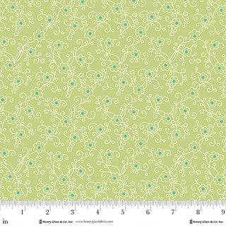 Cotton Print Jubilee Green Ditsy Linework Fabric