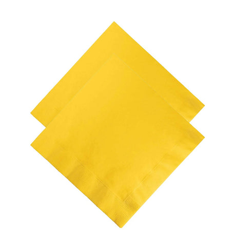 5" Bulk Pack of 50 School Bus Yellow Paper Beverage Napkins