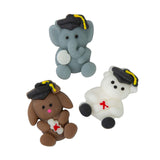 2 3/4" Mini Graduation Bear, Elephant & Puppy Mochi Squishies 12 Pc.