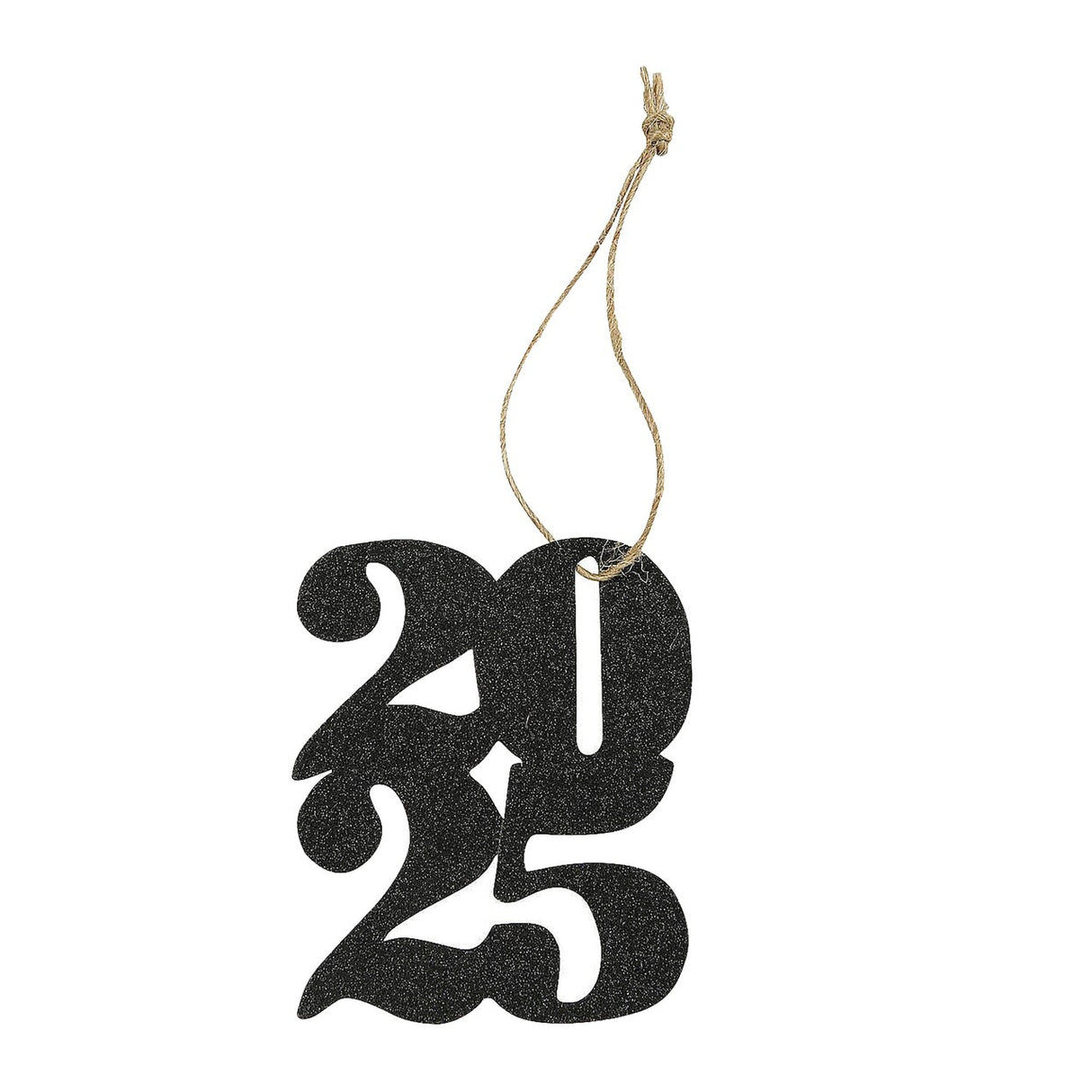 2 1/4" x 3" Stacked 2025 Year Black Glitter Cardstock Favor Tags - 12 Pc.