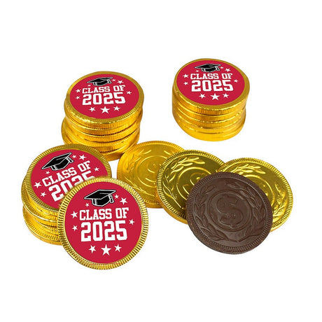 Class of 2025 Red Foil Chocolate Coins – 5.5 oz, 30 Pieces