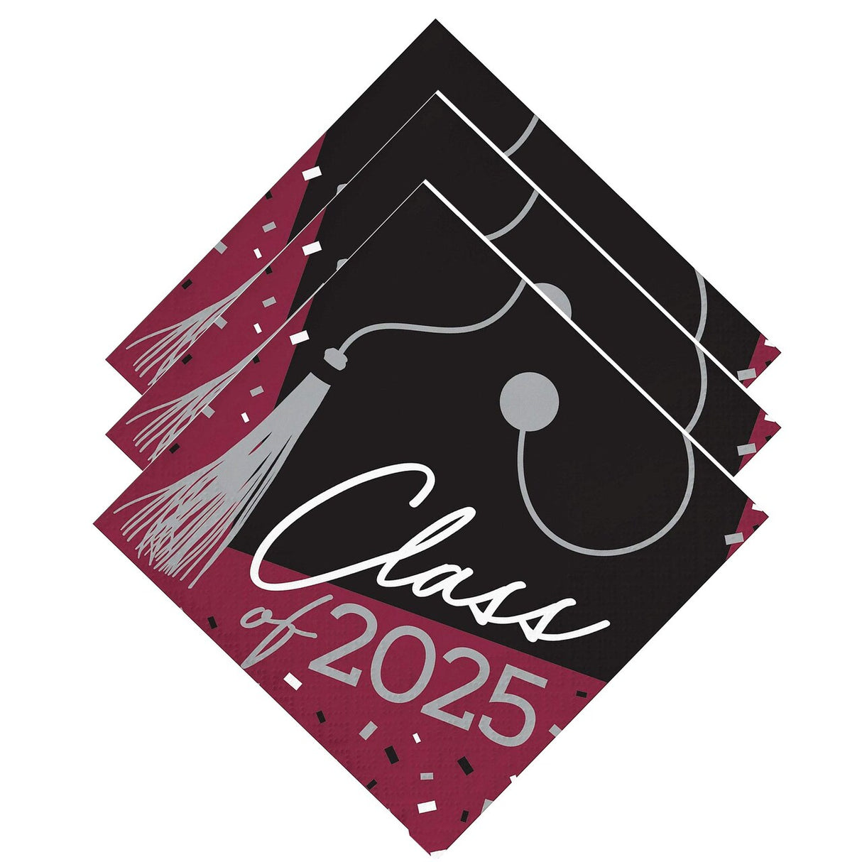 Creative Converting School Spirit Burgundy Class of 2025 Beverage Napkins – 108 Count