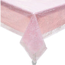 White Lace-Printed & Lilac Rectangle Disposable Plastic Tablecloth Kit – Set of 2