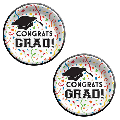 8.5" Congrats Grad Round Paper Dinner Plates 8ct