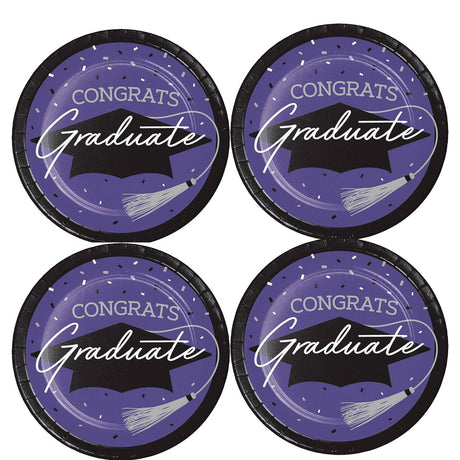 Creative Converting School Spirit Purple Graduation Dinner Plates – 54ct