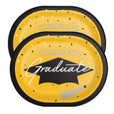 Creative Converting School Spirit Yellow Graduation Oval Paper Platters – 24ct