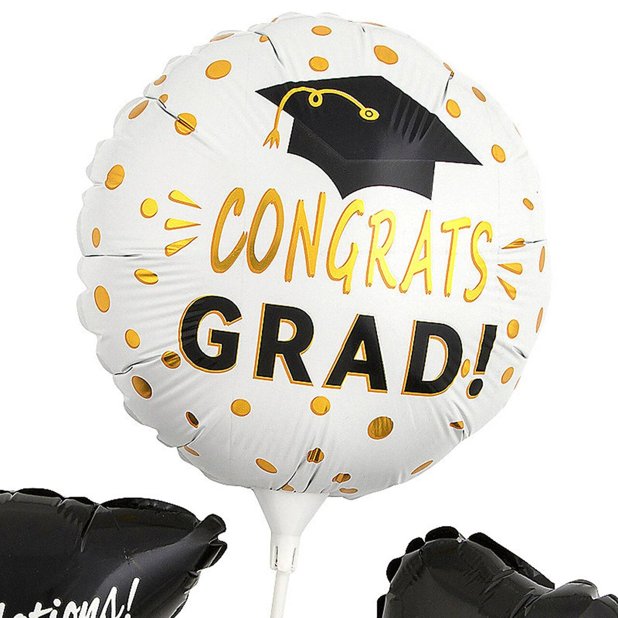 Graduation Party Mylar Stick Balloons Assortment – 3ct, 8.5" x 15"
