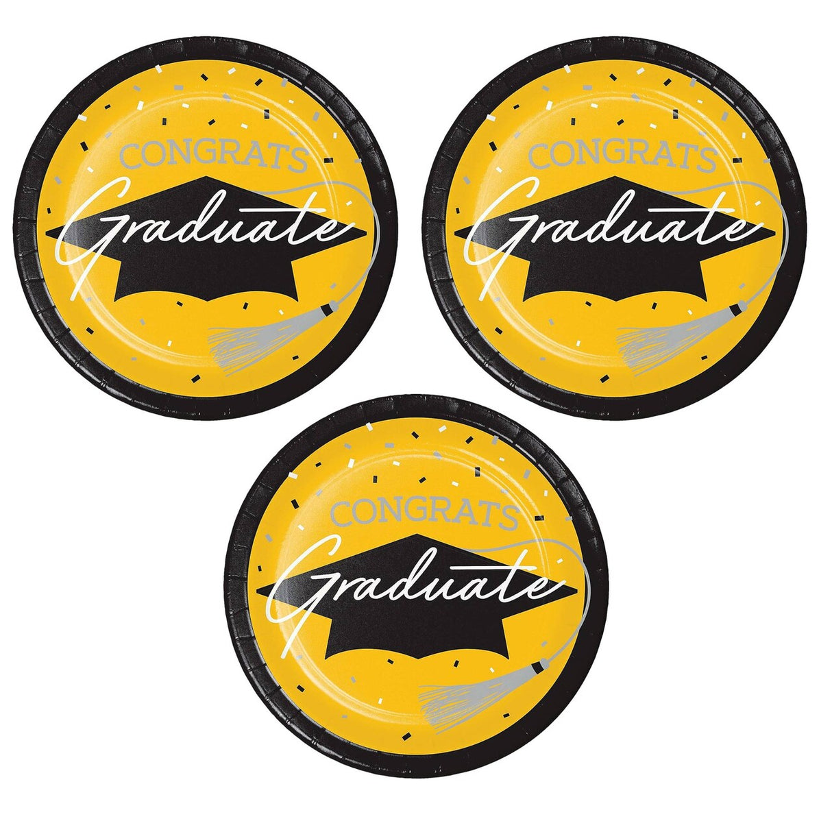 Creative Converting School Spirit Yellow Graduation Dinner Plates – 54ct