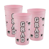 6 3/4" 32 oz. Bright Pink Grad Reusable Plastic Tumblers - 12 Ct.