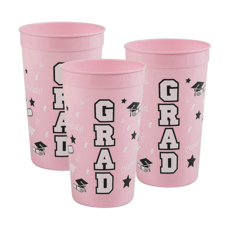 6 3/4" 32 oz. Bright Pink Grad Reusable Plastic Tumblers - 12 Ct.