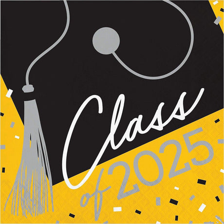 Creative Converting School Spirit White Class of 2025 Paper Dinner Napkins – 108 Count