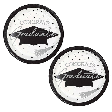 Creative Converting School Spirit White Graduation Dinner Plates – 54ct
