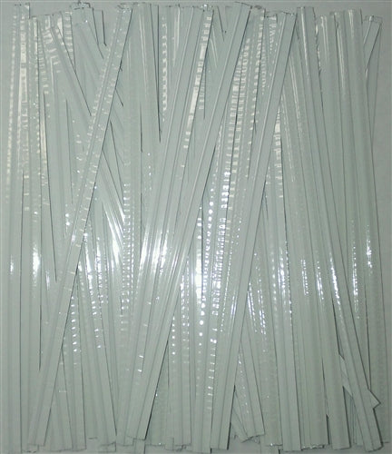 White Metallic Twist Ties - 50 Pack